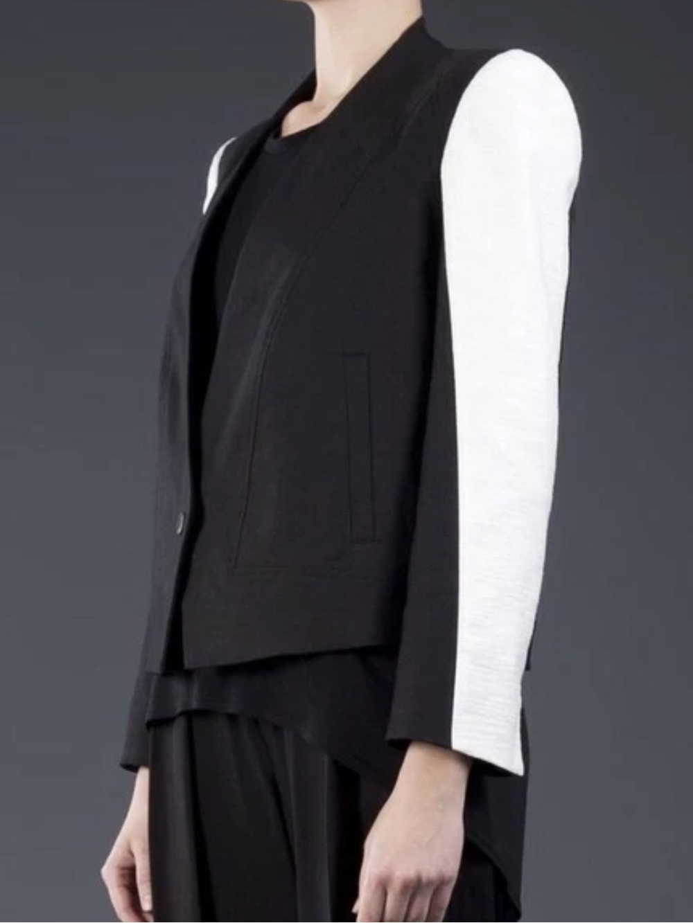 Helmut Lang womans Black Jacket with White Contrast Sleeves size 2 XS